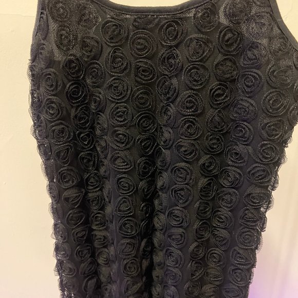 Vintage Black Dress with Flowers - Picture 2 of 6